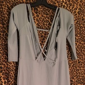Boohoo gray bodycon dress with cross straps